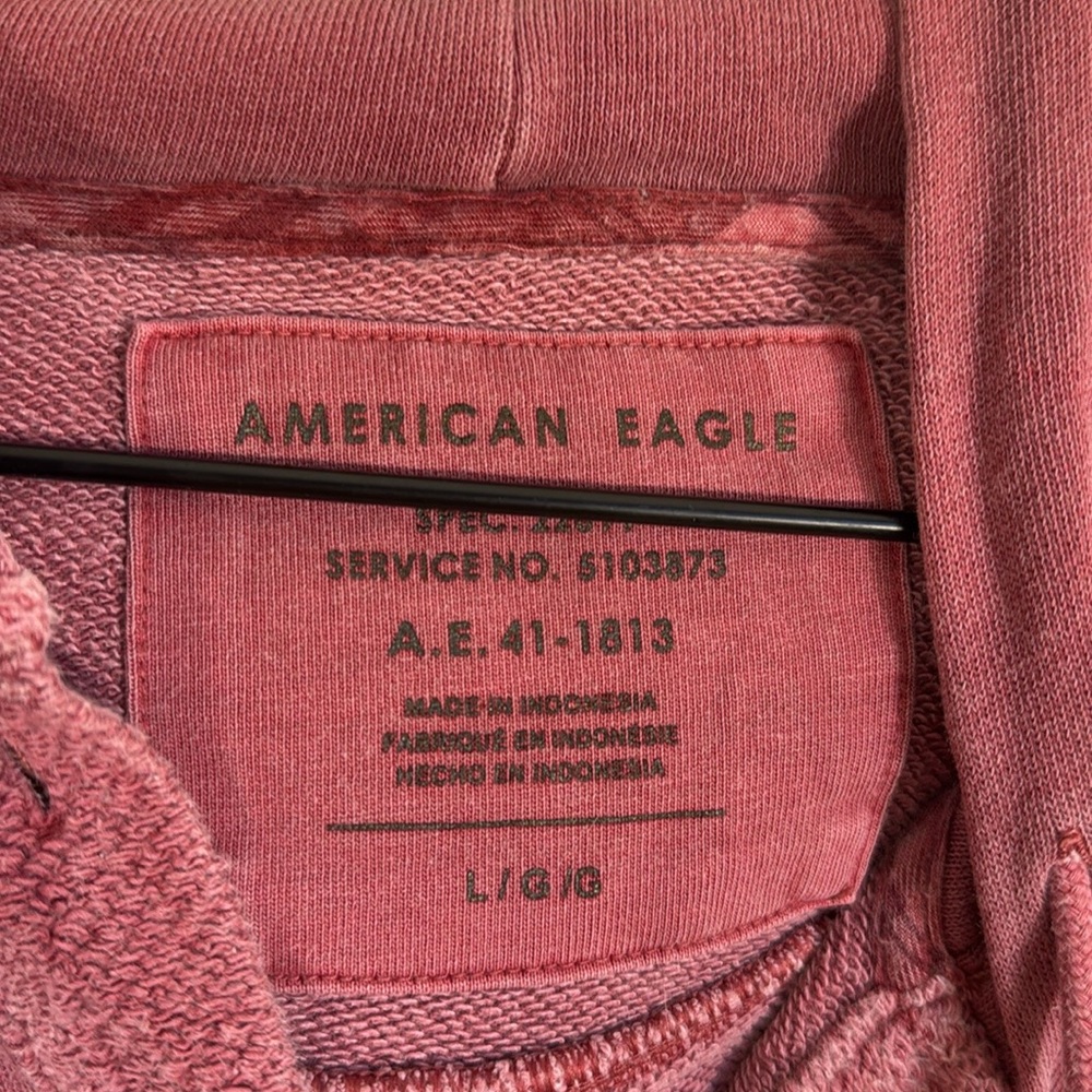 American Eagle Cropped Oversized Button-Up Hoodie Faded Pink/Red Size Large - Picture 6 of 11